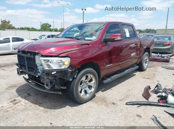 1C6RREFT6KN905707 2019 RAM 1500 Maroon Առջևի ձախ երեք քառորդ տեսարան