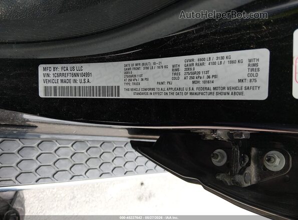 1C6RREFT6NN104991 2022 RAM 1500 Black Vista del compartimento del motor