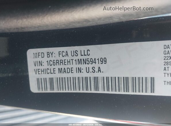 1C6RREHT1MN594199 2021 RAM 1500 Черный Вид подкапотного пространства