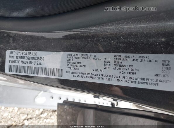 1C6RRFBG8MN738090 2021 RAM 1500 Gray Widok komory silnika