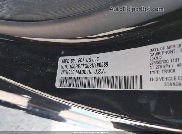 1C6RRFFG0SN190089 2025 RAM 1500 Black Engine compartment view