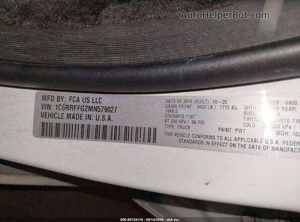 1C6RRFFG2MN579027 2021 RAM 1500 White Widok komory silnika