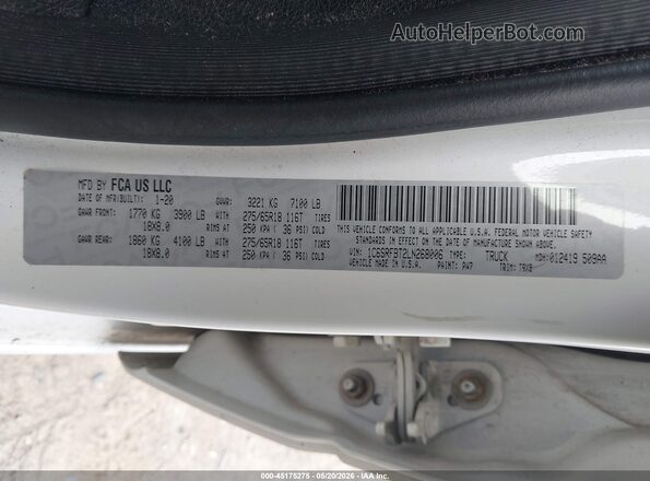 1C6SRFBT2LN268006 2020 RAM 1500 White Engine compartment view