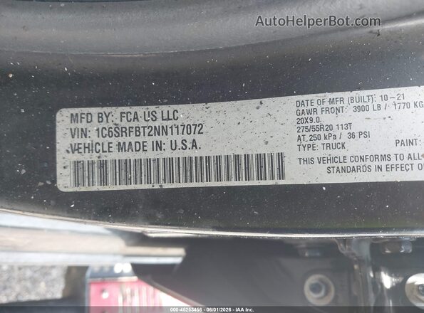 1C6SRFBT2NN117072 2022 RAM 1500 Black Շարժիչի բաժամունքի տեսք