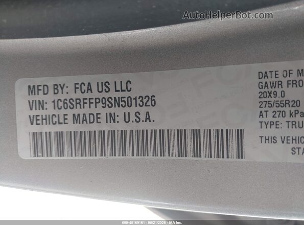 1C6SRFFP9SN501326 2025 RAM 1500 Silver Вид підкапотного простору
