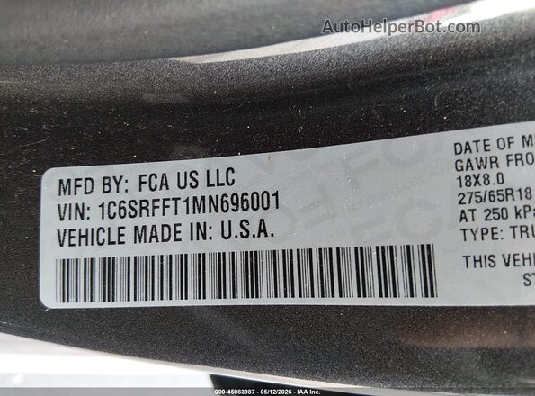 1C6SRFFT1MN696001 2021 RAM 1500 Gray ძრავის განყოფილების ხედი