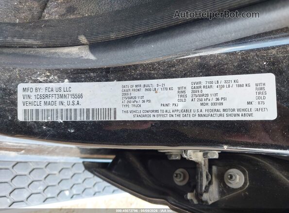 1C6SRFFT3MN715566 2021 RAM 1500 Black 