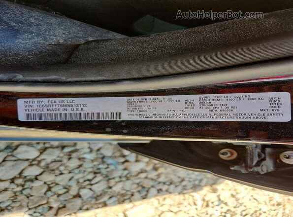1C6SRFFT6MN513112 2021 RAM 1500 Черный 