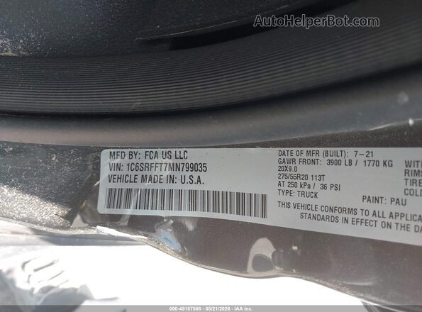 1C6SRFFT7MN799035 2021 RAM 1500 Gray 