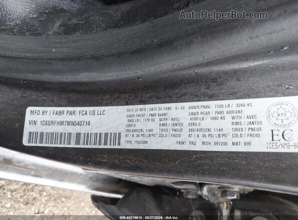 1C6SRFHM7MN540714 2021 RAM 1500 Gray Vista del compartimento del motor