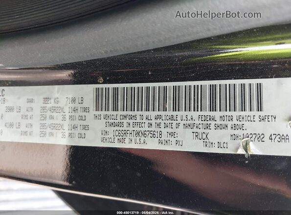 1C6SRFHT0KN675618 2019 RAM 1500 Black Շարժիչի բաժամունքի տեսք