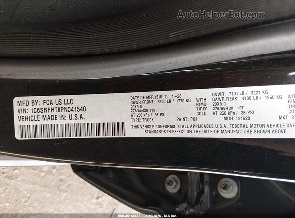 1C6SRFHT0PN541540 2023 RAM 1500 Black Շարժիչի բաժամունքի տեսք