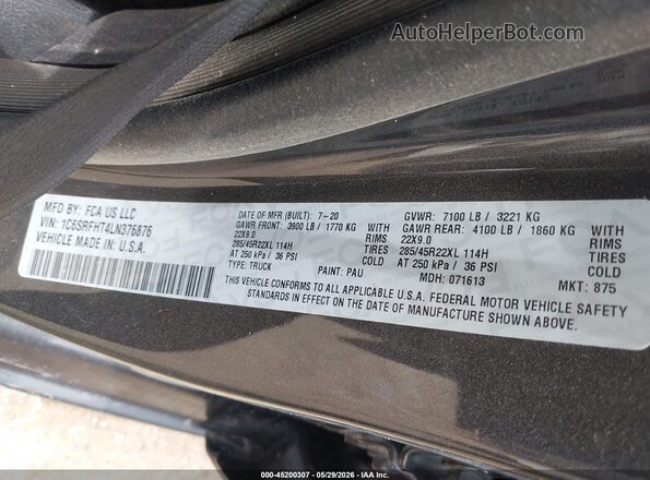 1C6SRFHT4LN376876 2020 RAM 1500 Серый Вид подкапотного пространства