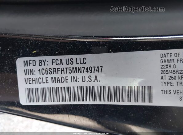 1C6SRFHT5MN749747 2021 RAM 1500 Black Engine compartment view