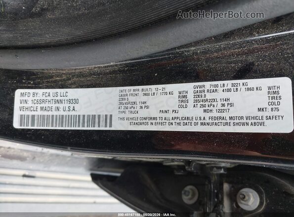 1C6SRFHT9NN119330 2022 RAM 1500 Black Engine compartment view