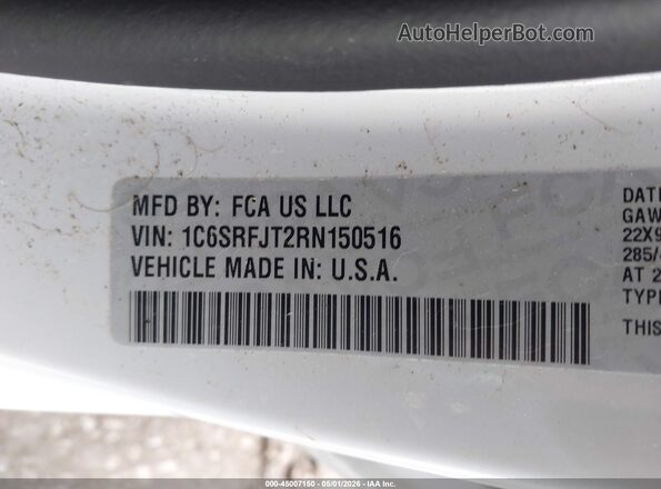 1C6SRFJT2RN150516 2024 RAM 1500 White Widok komory silnika