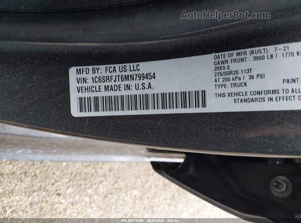1C6SRFJT6MN799454 2021 RAM 1500 Gray ძრავის განყოფილების ხედი