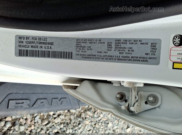1C6SRFJT8MN624400 2021 RAM 1500 White 