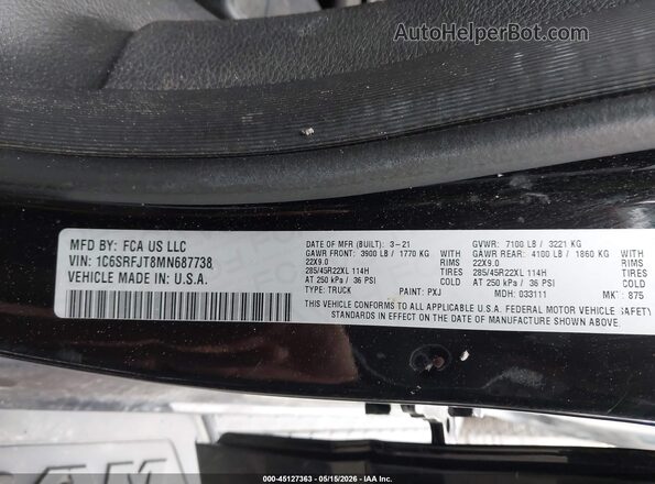 1C6SRFJT8MN687738 2021 RAM 1500 Black Вид підкапотного простору