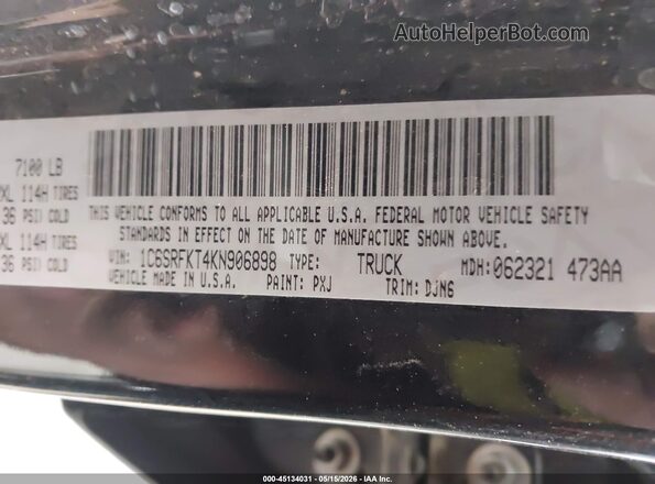 1C6SRFKT4KN906898 2019 RAM 1500 Black Vista del compartimento del motor