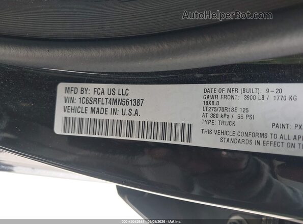 1C6SRFLT4MN561387 2021 RAM 1500 Black Շարժիչի բաժամունքի տեսք