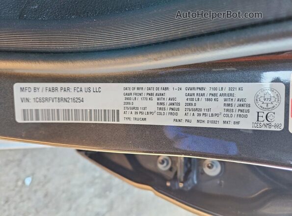 1C6SRFVT8RN216254 2024 RAM 1500 Charcoal Вид підкапотного простору