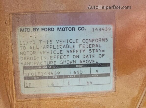 1F01F143439 1971 FORD MUSTANG Gold Вид підкапотного простору