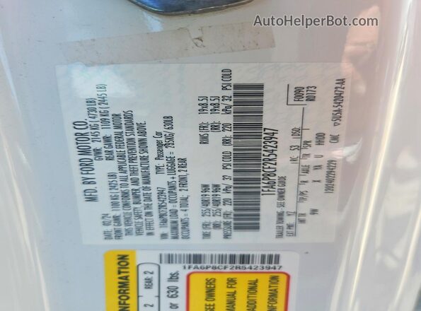 1FA6P8CF2R5423947 2024 FORD MUSTANG White 