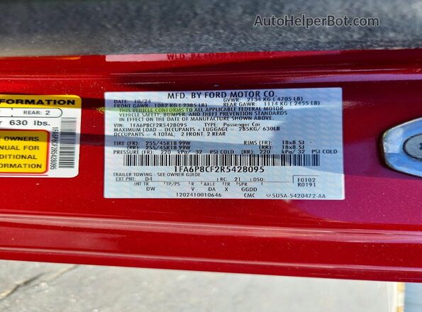 1FA6P8CF2R5428095 2024 FORD MUSTANG Red Vista del compartimento del motor