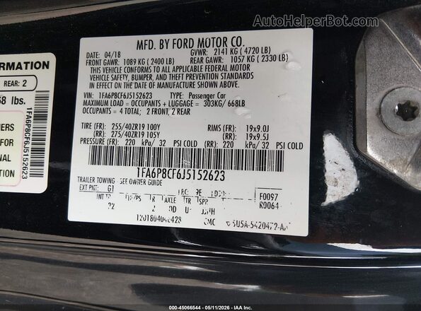 1FA6P8CF6J5152623 2018 FORD MUSTANG Black Widok komory silnika