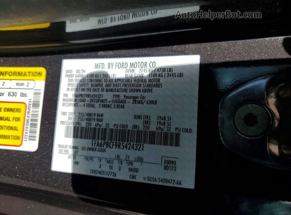 1FA6P8CF9R5424321 2024 FORD MUSTANG Charcoal Вид підкапотного простору
