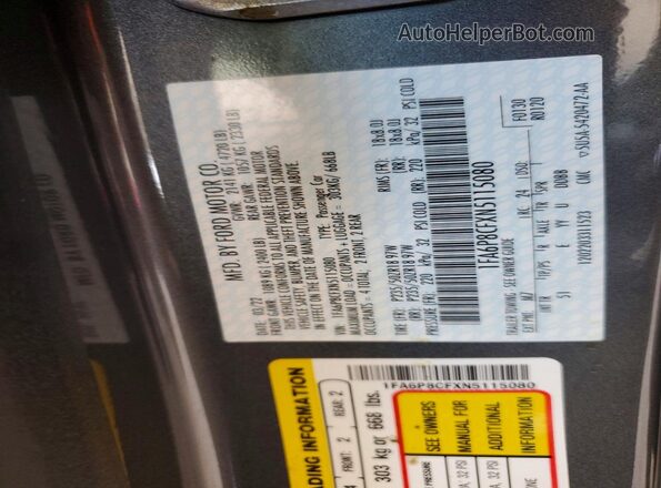 1FA6P8CFXN5115080 2022 FORD MUSTANG Gray Вид наклейки з VIN-кодом