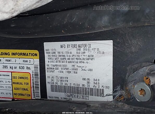 1FA6P8TH1R5120322 2024 FORD MUSTANG Gray 