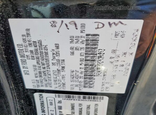 1FA6P8TH3G5289853 2016 FORD MUSTANG Black ძრავის განყოფილების ხედი