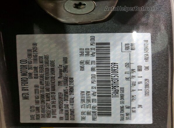 1FA6P8TH3T5109359 2026 FORD MUSTANG Серый 