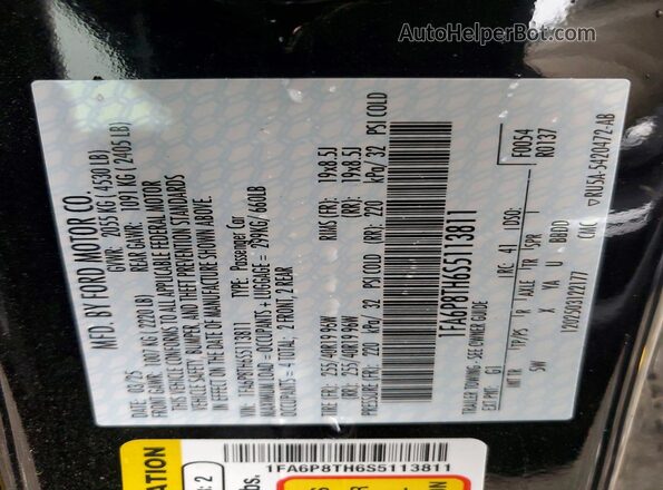 1FA6P8TH6S5113811 2025 FORD MUSTANG Black Շարժիչի բաժամունքի տեսք