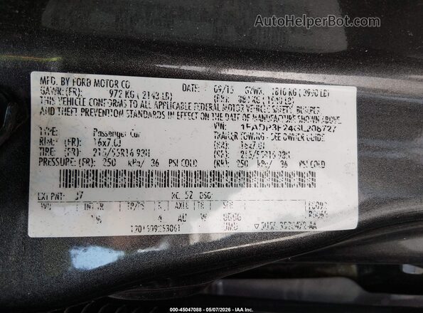 1FADP3F24GL208727 2016 FORD FOCUS Gray 