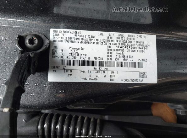 1FADP3F26HL347341 2017 FORD FOCUS Gray ძრავის განყოფილების ხედი