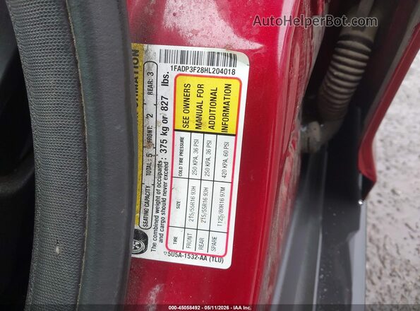 1FADP3F28HL204018 2017 FORD FOCUS Red 