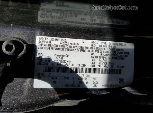 1FADP3F29GL387900 2016 FORD FOCUS Charcoal Вид підкапотного простору