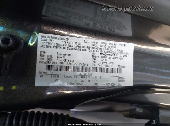1FADP3K21JL297699 2018 FORD FOCUS Gray ძრავის განყოფილების ხედი