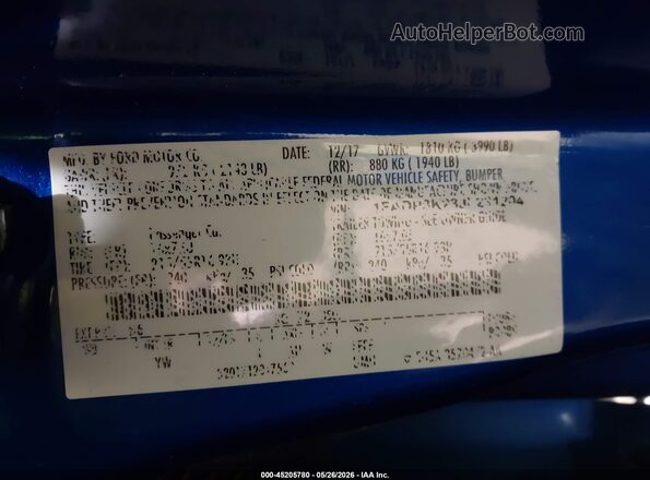1FADP3K23JL231204 2018 FORD FOCUS Синий Вид подкапотного пространства