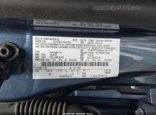 1FADP3L90JL303150 2018 FORD FOCUS ST Blue Вид підкапотного простору