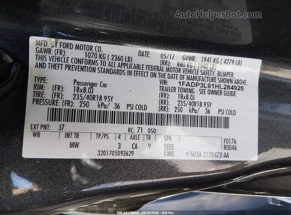 1FADP3L91HL284926 2017 FORD FOCUS ST Gray Engine compartment view