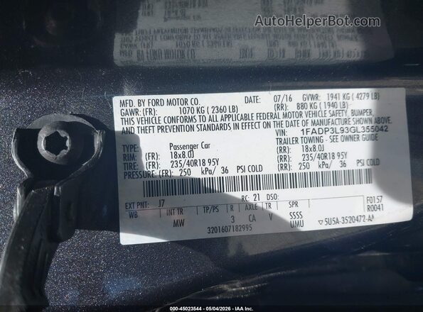 1FADP3L93GL355042 2016 FORD FOCUS ST Beige Вид підкапотного простору