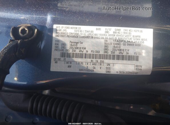 1FADP3L94JL213306 2018 FORD FOCUS ST Синий 