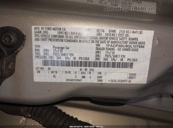 1FADP5BU8GL107886 2016 FORD C-MAX HYBRID Tan Engine compartment view