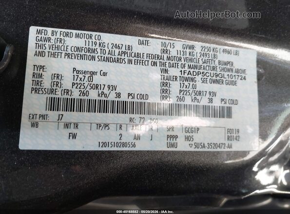 1FADP5CU9GL101724 2016 FORD C-MAX ENERGI Gray ძრავის განყოფილების ხედი