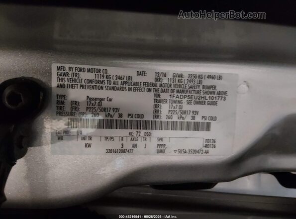 1FADP5EU2HL101773 2017 FORD C-MAX ENERGI Silver Вид підкапотного простору