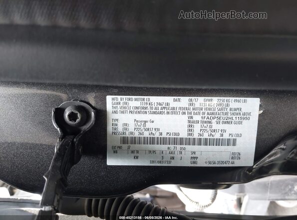 1FADP5EU2HL115950 2017 FORD C-MAX ENERGI Gray ძრავის განყოფილების ხედი